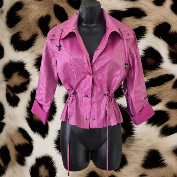 ☆Ruby Rd. Shimmering Pink Utility Jacket☆ - Picture 3 of 8
